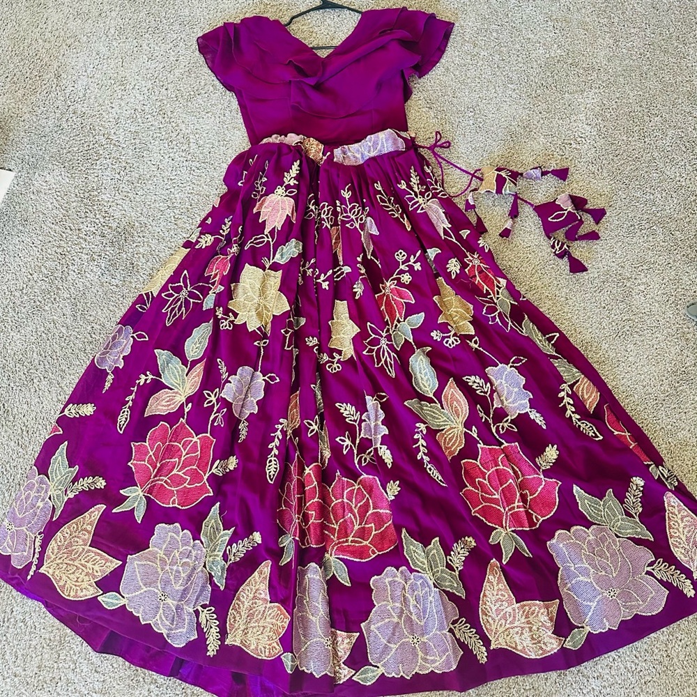 New Purple/wine Embroidered Lehenga with crop top | Indian Ethnic Wear